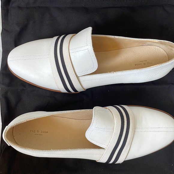 Rag&Bone Amber Striped-Web Leather Loafer Color-White/Black Size-11/41 NWT - Picture 13 of 16